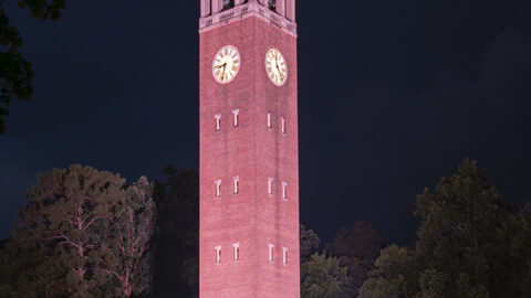 Photo of Lighting of the Bell Tower at the end of the 2024 Fallfest celebration.
