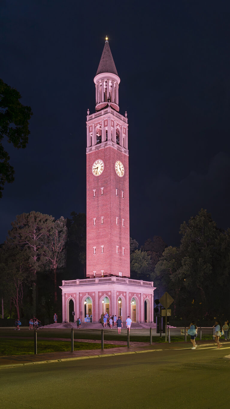 Photo of Lighting of the Bell Tower at the end of the 2024 Fallfest celebration.